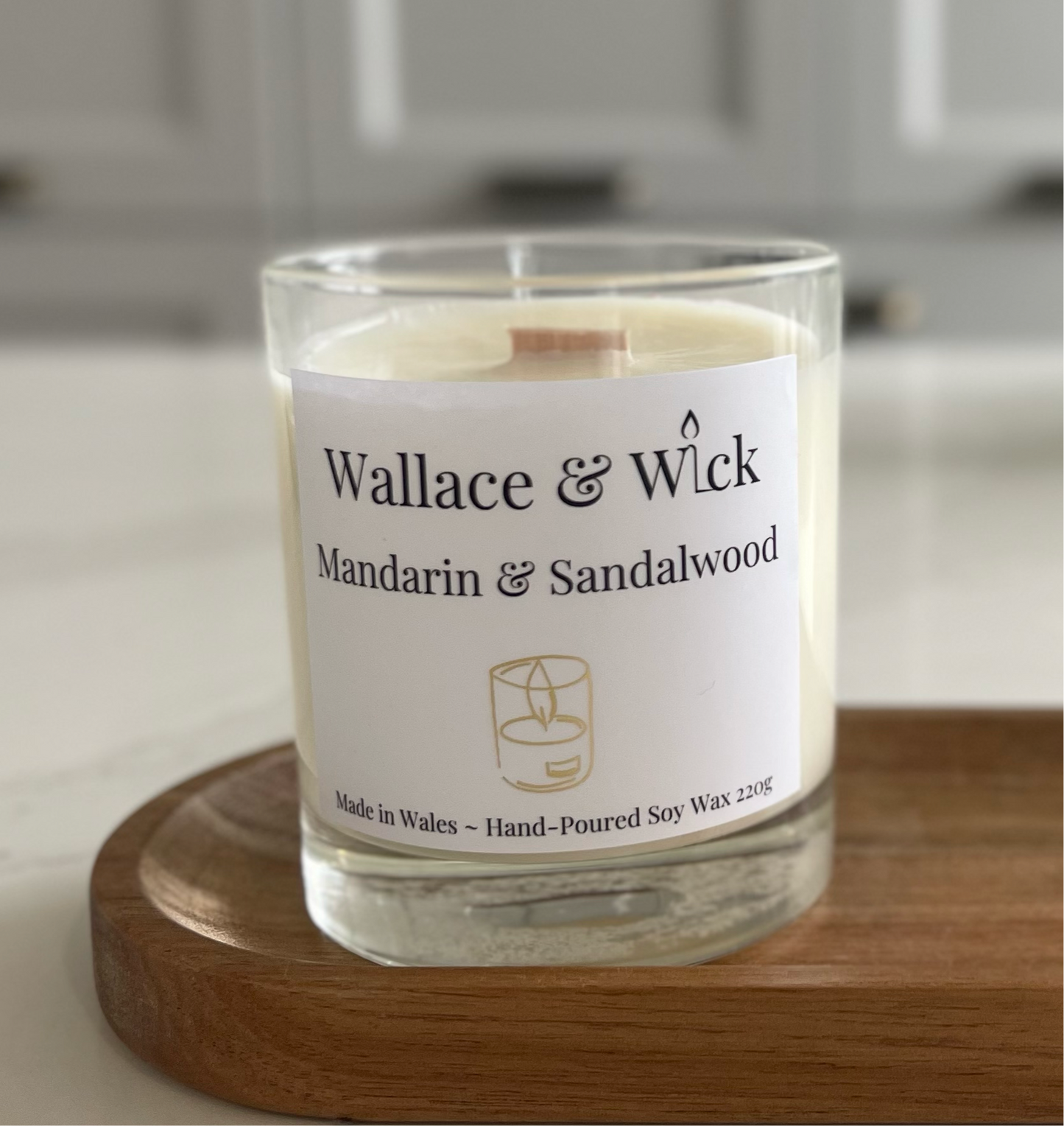 Mandarin & Sandalwood Scented Wood Wick Candle