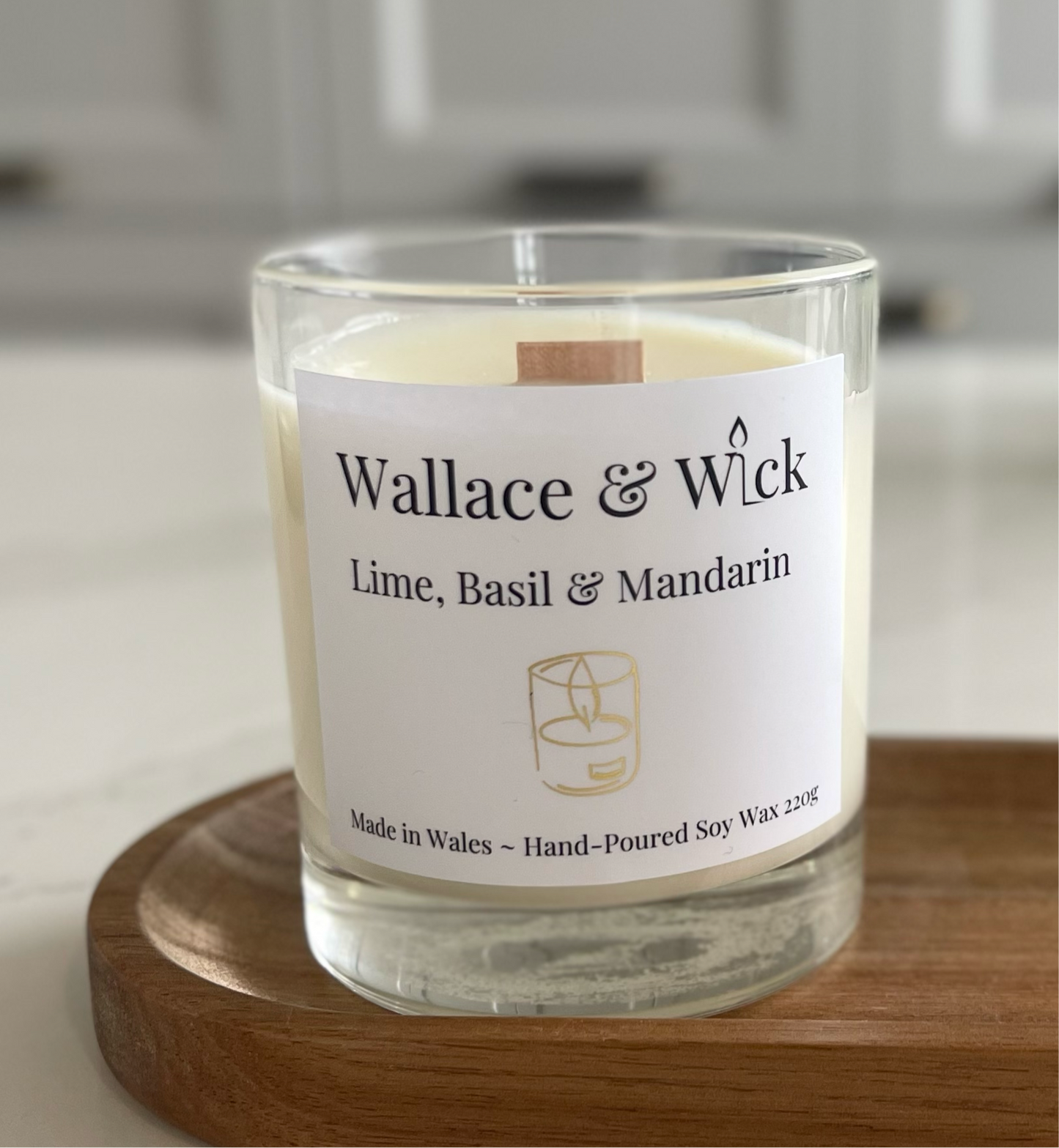 Lime, Basil & Mandarin Scented Wood Wick Candle