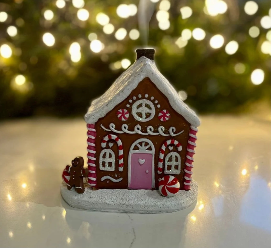 Pink Gingerbread House Incense Cone Burner